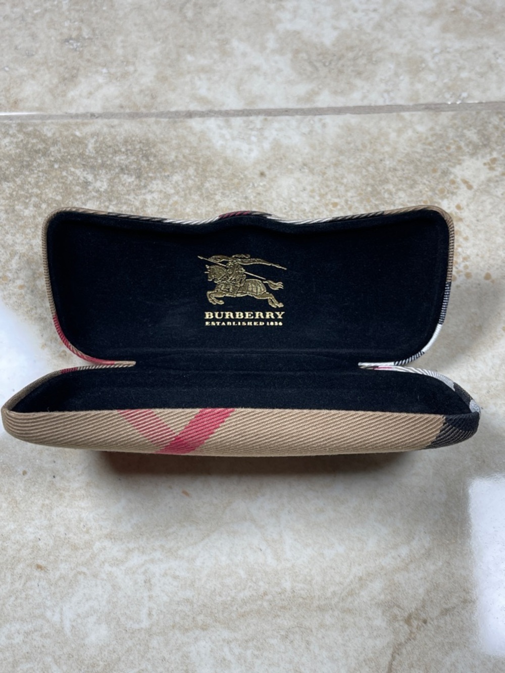 Burberry Beige Tan Black Red Nova Check Eyewear Case - Picture 6 of 13